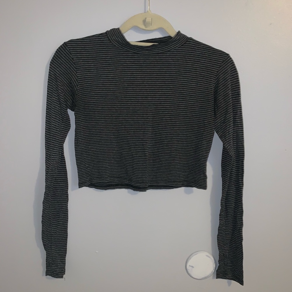 Black and Grey Striped Crop Top